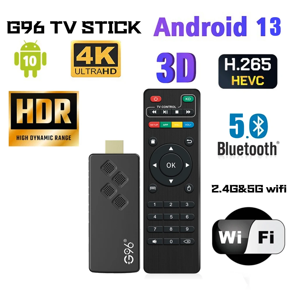Android 13 Smart TV Stick Netflix IATV G96 ТВ-приставка Q2 4K HDR10 + двойной 2 4G 5G Wi-Fi Youtube потоковый