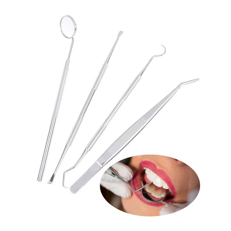 

4Pcs Dental Hygiene Tool Kit Instruments Dentist Tartar Scraper Scaler Calculus Plaque Remover Teeth Cleaning Oral Care Tool