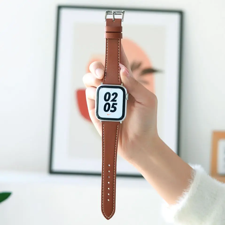 

Leather Loop Bracelet Belt Strap for apple watch series 7 strap 45mm 44MM 42MM Smart iWatch 3 2 1 Watchband 38MM 40MM 41MM