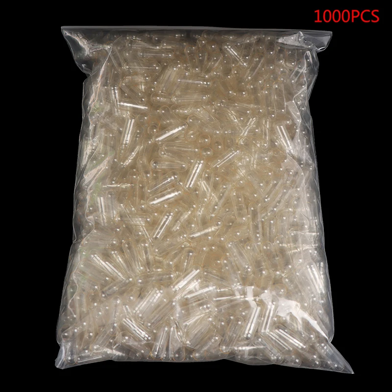 

1000PCS Standard Size 0# Empty Capsules Gelatin Clear Hollow Hard Transparent