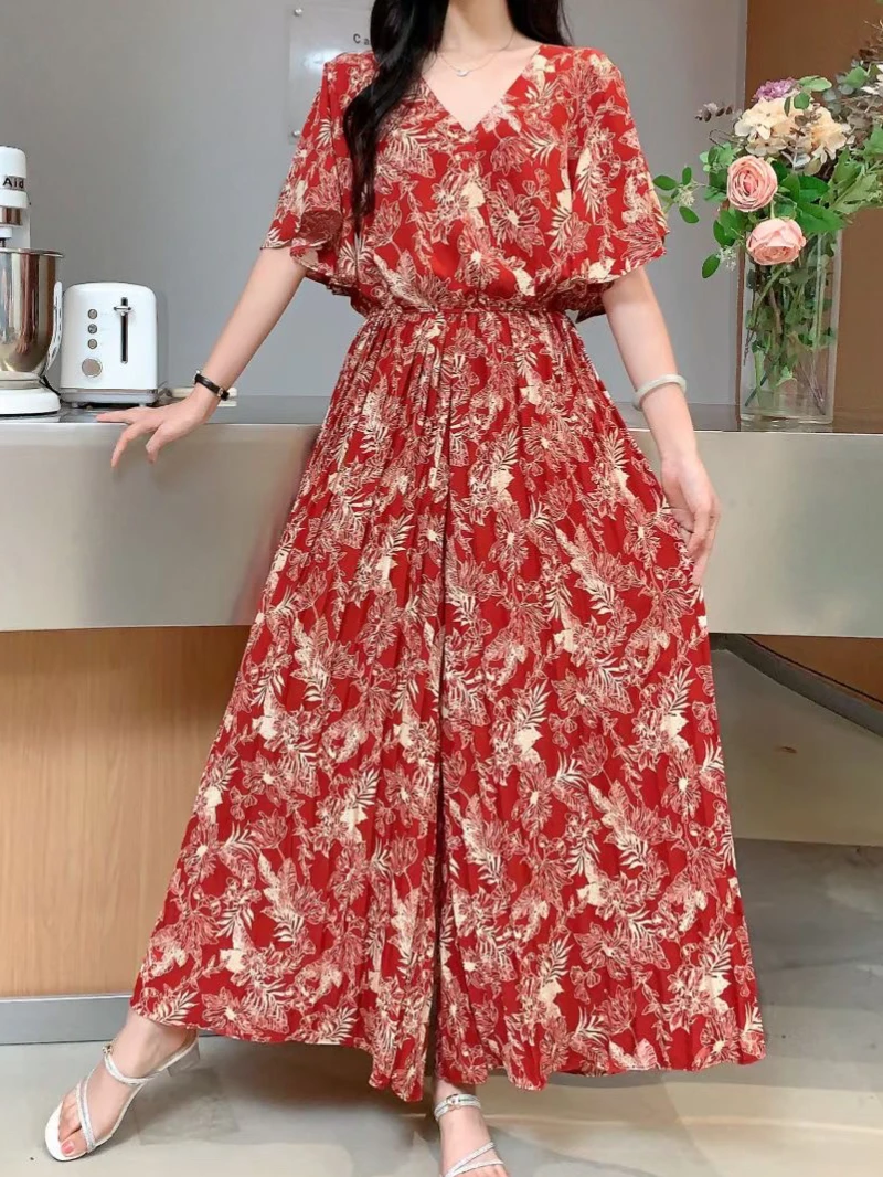 Женский Облегающий Комбинезон С Широкими Штанинами V-образным Вырезом Короткими