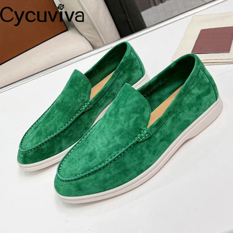 

Quality Kidsuede Flat Casual Shoes For Women Slip On Loafers Summer Walk Mules 2022 Hot Sale Comfortable Runners Shoes Women