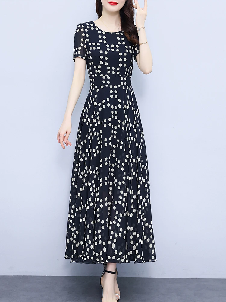 

Женское шифоновое платье средней длины, элегантное винтажное черное шифоновое платье с цветочным принтом в Корейском стиле для выпускного вечера, роскошные пляжные платья, лето 2023