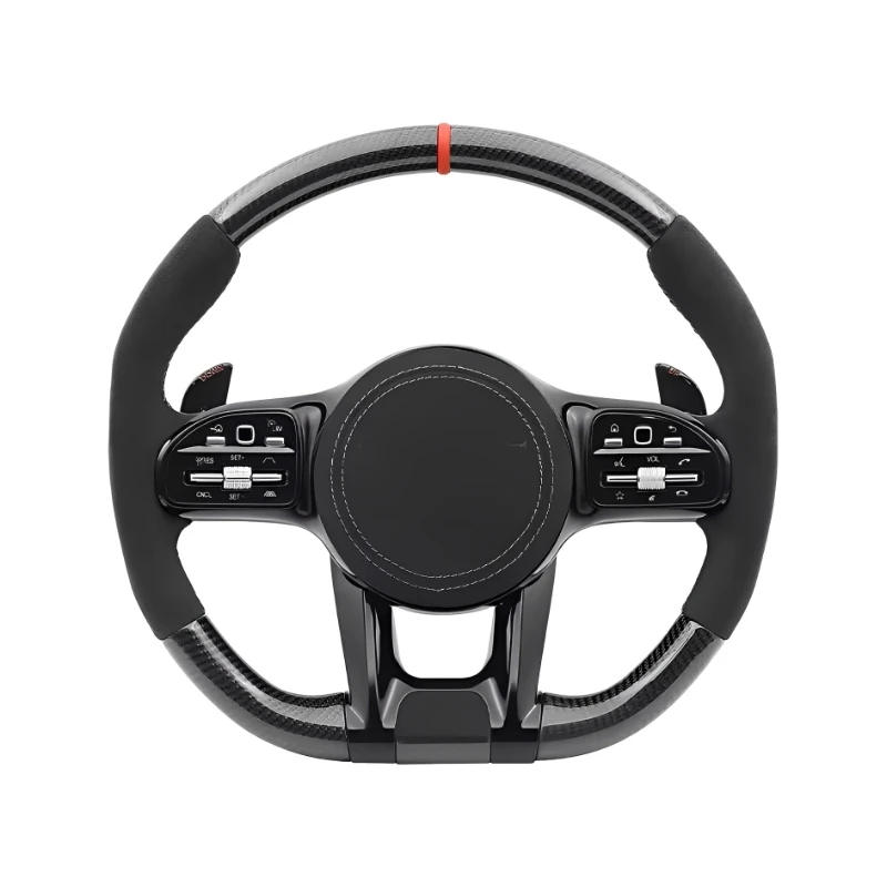 Фото Руль из карбона для Mercedes-Benz AMG W167 C63 W205 E300 E220 W213 CLS W218 W222 S500 W204 C300 W212 E250 GLE GLC 43 №4
