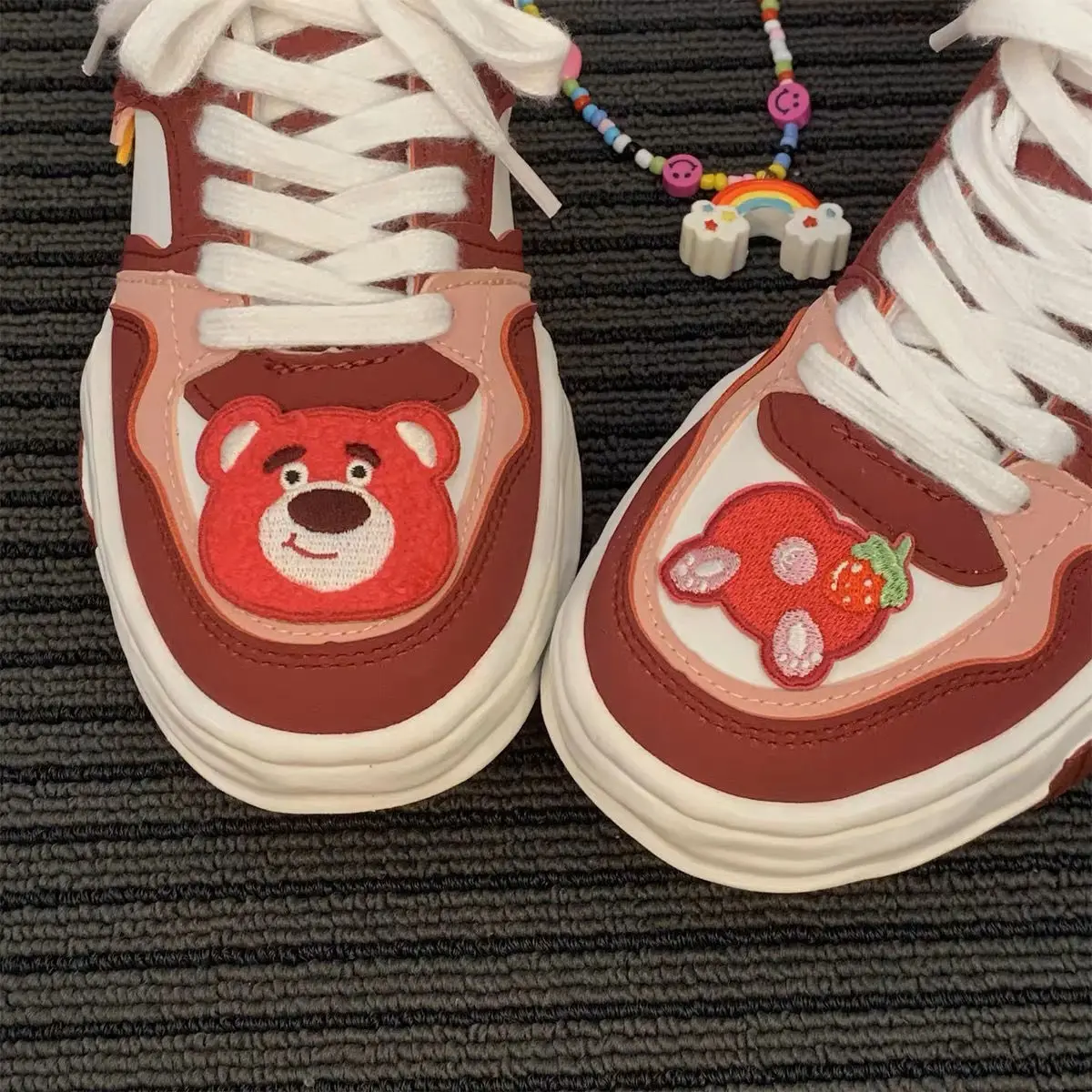 Lotso Strawberry Bear woman Shoes Children's Autumn Winter Shoes Color Contrast Casual Sports Red Shoes Fashion Cotton Shoes