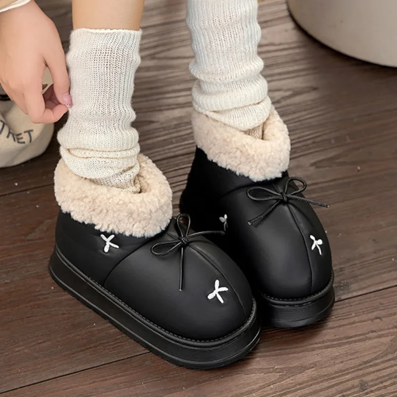 2024 непромокаемая зимняя обувь из искусственной кожи для женщин уличные теплые