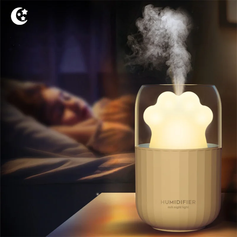 

Portable Cute Cat Paw Humidifier 300 Ml Air Humidifier USB Aroma Diffuser for Home Air Ultrasonic Mist Maker with Night Light