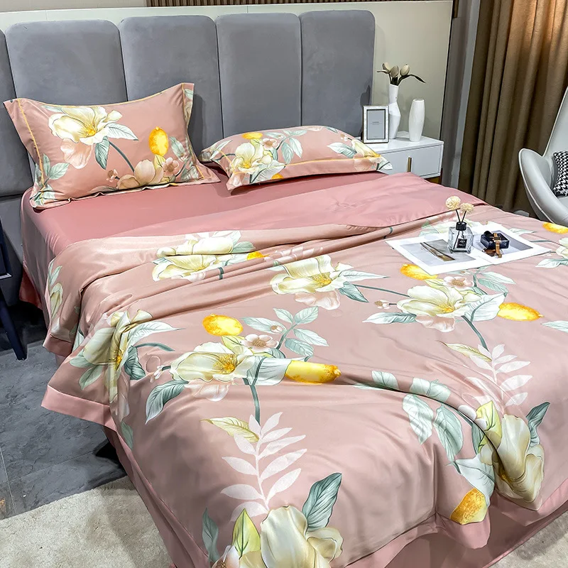 

Double Quilt Blanket Silk Cool Couple Bed Duvet 150 Nordic Filling Luxury Thin Comforter 2 Seater Summer Bedspreads Set Cotton