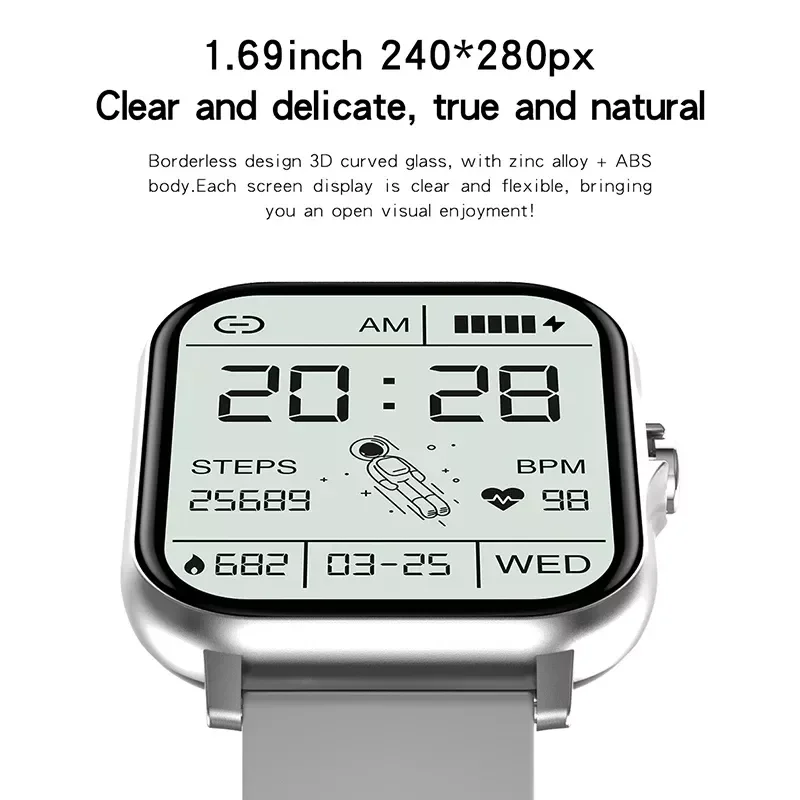 

Смарт-часы GT20 с Bluetooth, фитнес-трекером и пульсометром, 1,69 дюйма