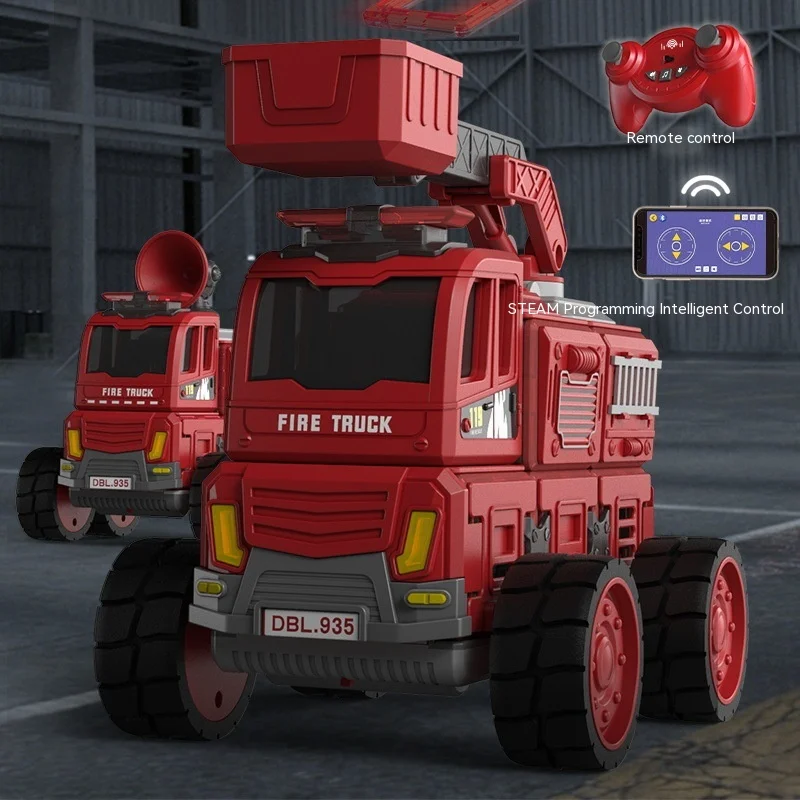 

Magnetic Piece Assembly Remote Control Fire Truck 20 In 1 Model Diy Versatile Engineering Assembly Remote Control Car Toy