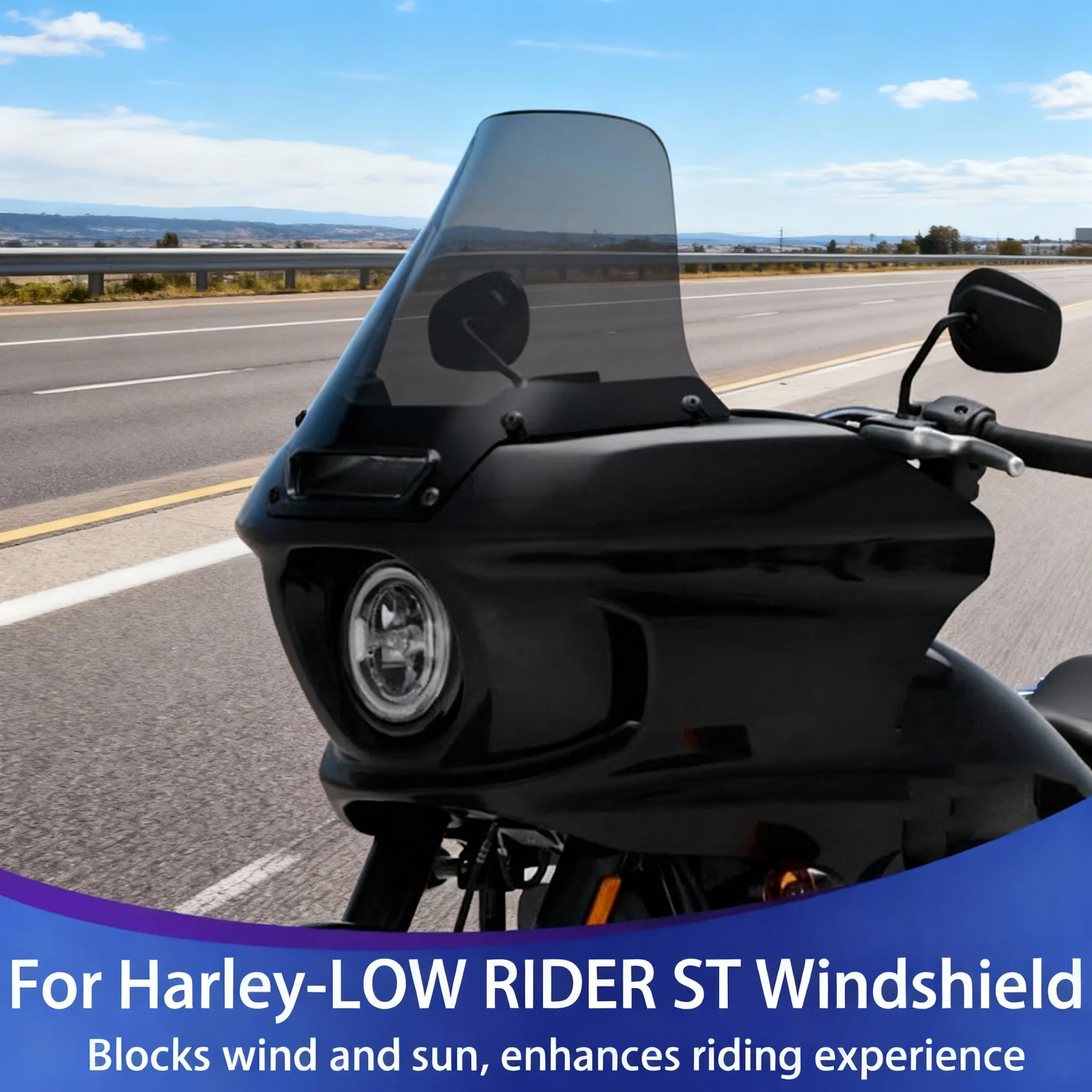 Фото Ветровое стекло для мотоцикла Harley-LOW RIDER ST, ветроотражатели, модификация, увеличенное ветровое стекло, высокий солнцезащитный козырек, защита груди №2