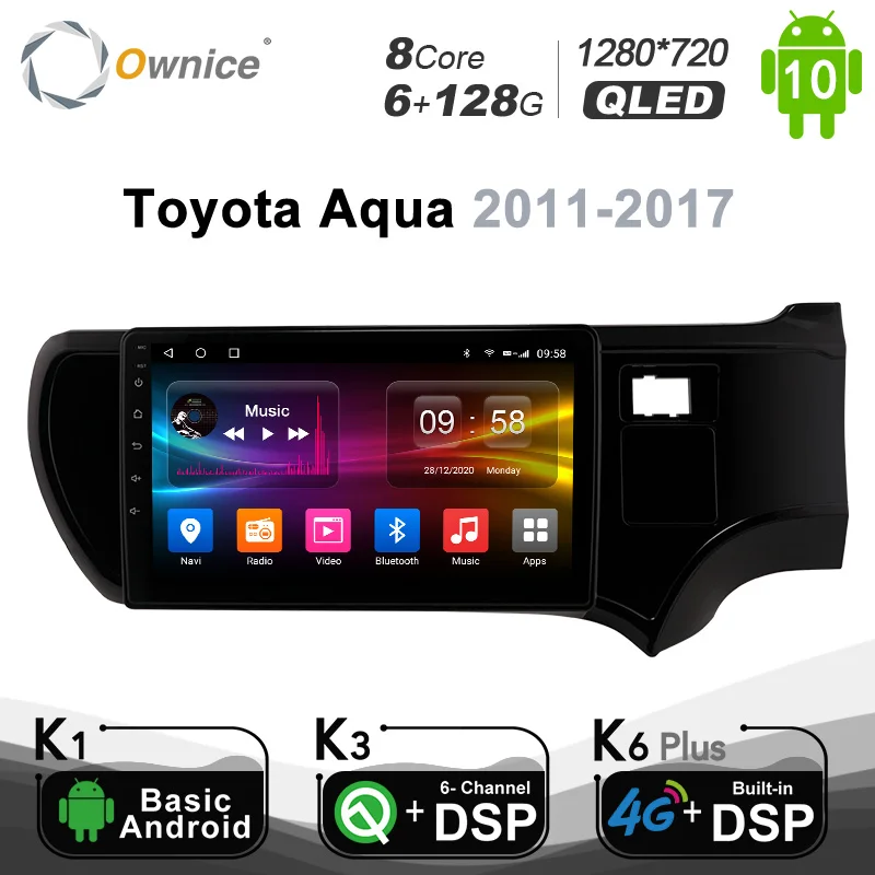 

1280*720 Android 10,0 Ownice Автомобильный мультимедийный автомобильный радиоприемник для Toyota Aqua 2011 - 2017 4G LTE аудио GPS плеер 8 ядер без DVD