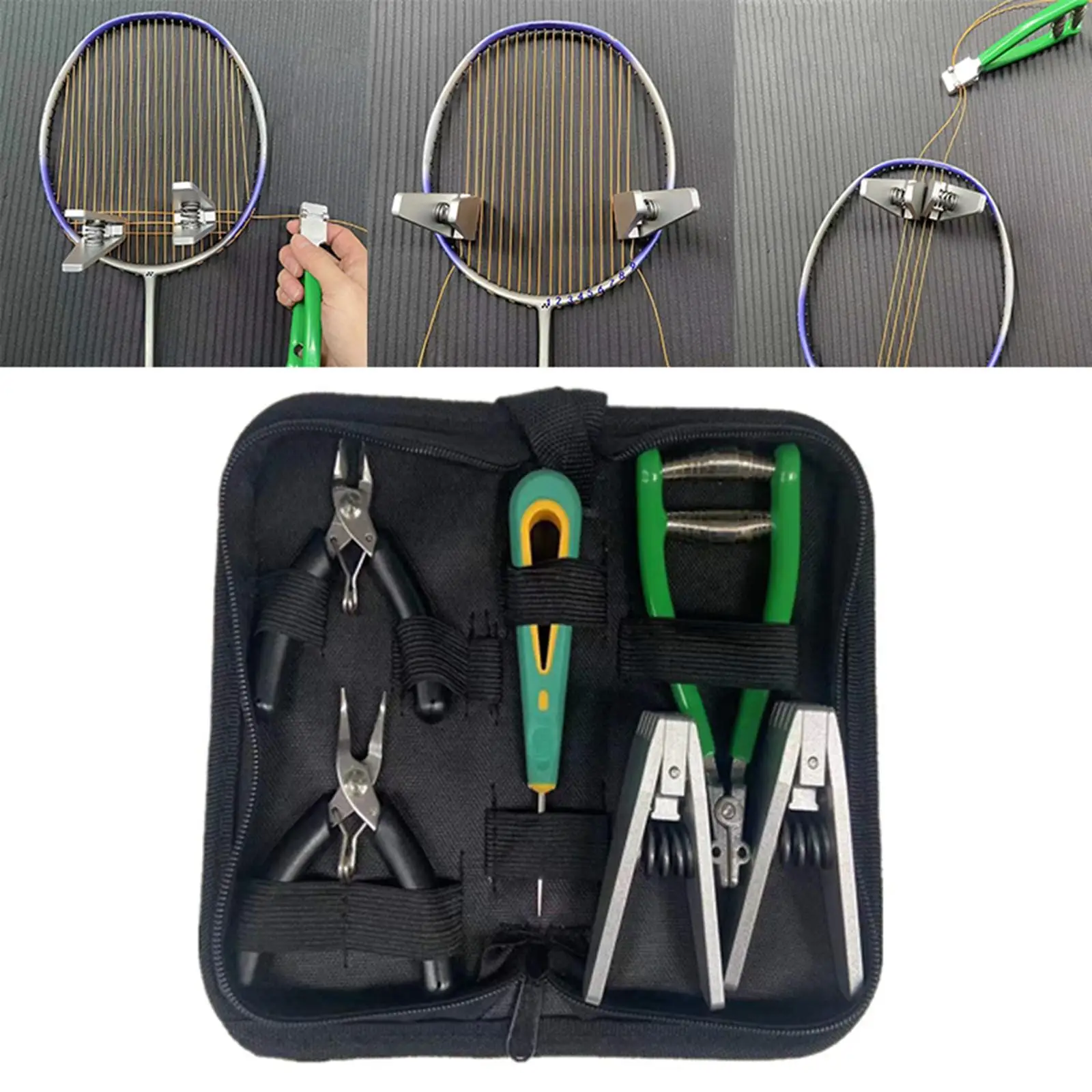 Portable Starting Stringing Clamp Tool Kit Nippers Stringing Machine Starter Awl Tennis Stringer Pro for Badminton Tennis Racket