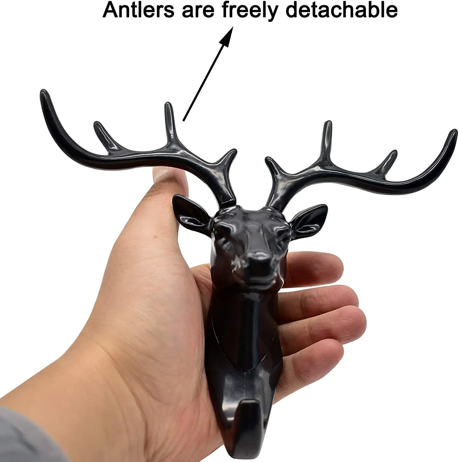 2PCS Deer Head Wall Hook Antler Hanger Animal Shaped Hooks Plastic Home Decoration Heavy Duty for Living Room Bedroom Bathroom |