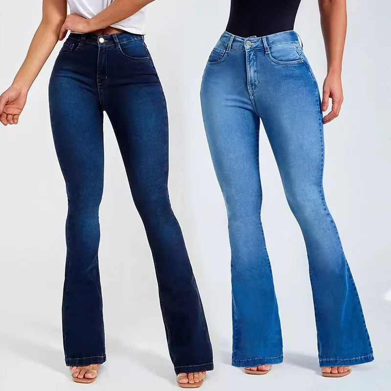 

2023 Autumn New High Waist Slim Fit Elastic Flare Jeans Women's Pants