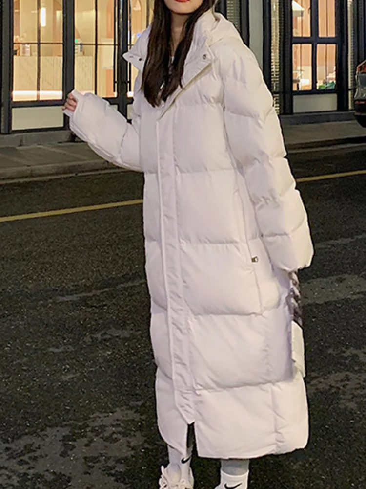 

Пуховик женский из хлопка, длинная парка оверсайз, теплая подкладка, Повседневная модная куртка на осень-зиму