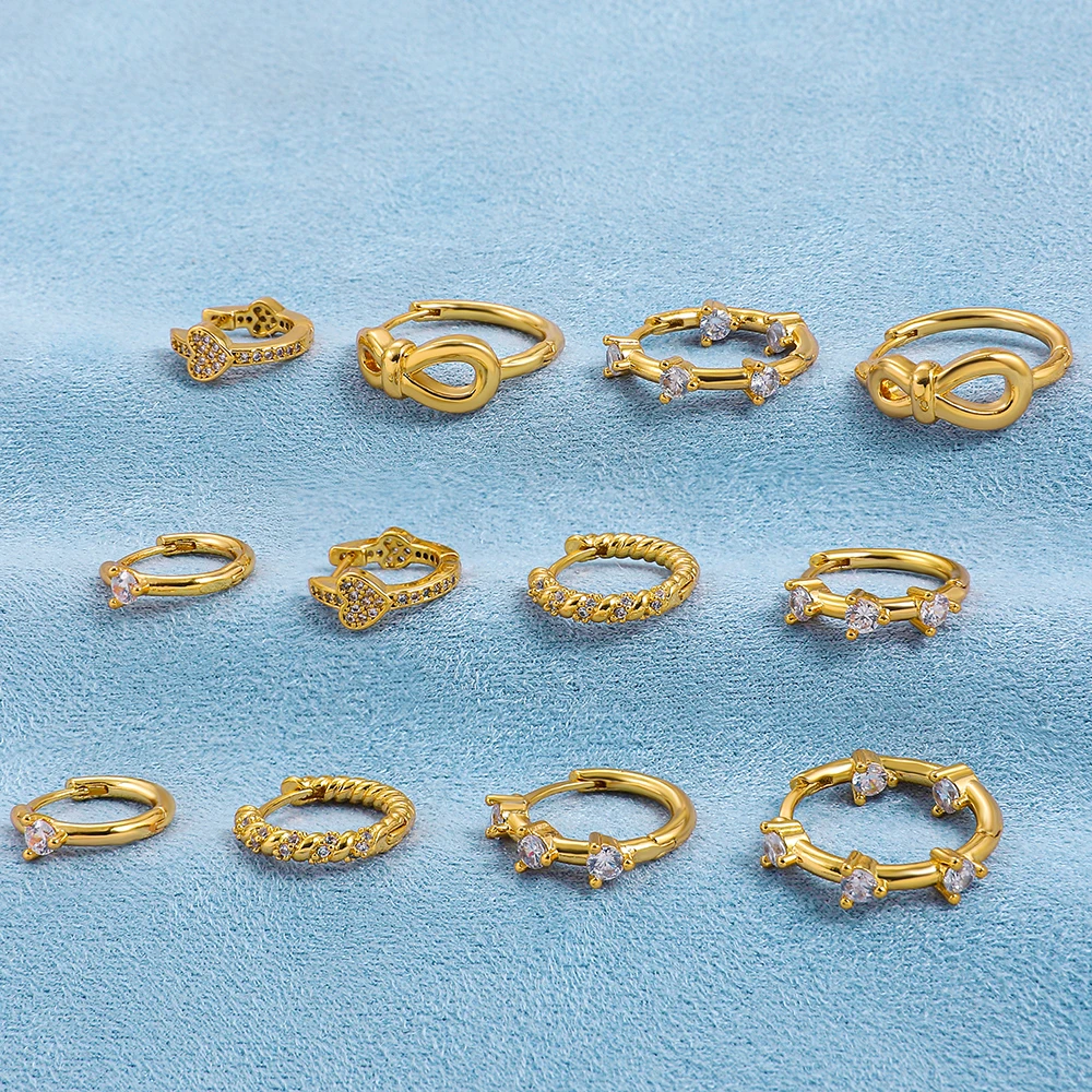 

New Fashion Twisted CZ Zircon Huggie Hoop Earings For Women Gold-plating Ear Piercing Cartilage Earrings Wedding Jewelry Gift