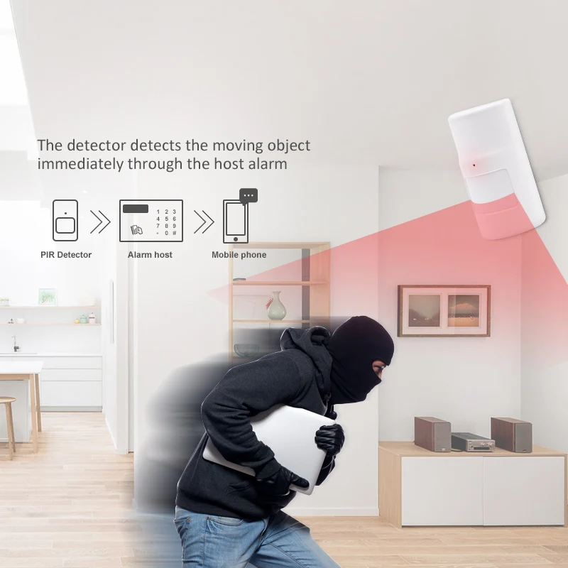 

433MHz Wireless Pir Motion Sensor Wifi Infrared Alarm Detector Detects The Moving Object Pet Immunity Guard Against Thieves