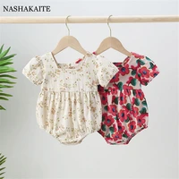 floral baby girls clothe newborn clothing summer sweet bodysuit for kids toddler girls rompers puff sleeves infant sleepwear