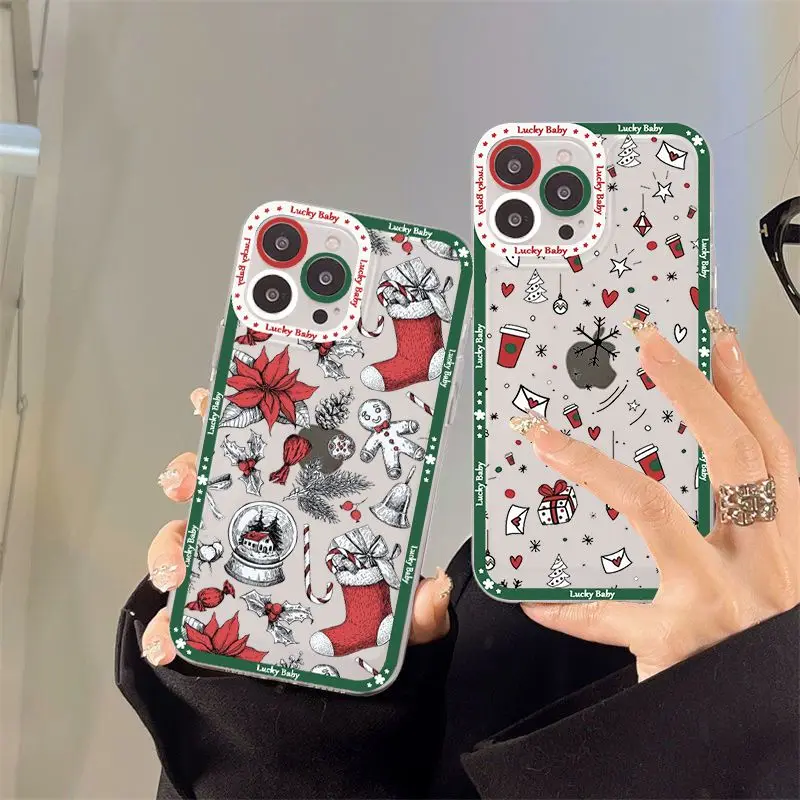 

New Year Gifts Snow Elk Merry Christmas Phone Case for iPhone 11 12 13 Mini Pro Max 14 Pro Max Case shell