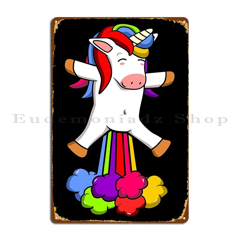 Забавный металлический знак Fart Farting Единорог для создания фотографий