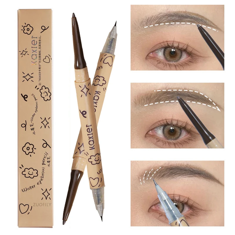 

Double head Brown Gel Eyeliner Pencil Ultra-slim Liquid Eyebrow Pen Smooth High Pigment Silkworm Lower Eyelash Pen Makeup
