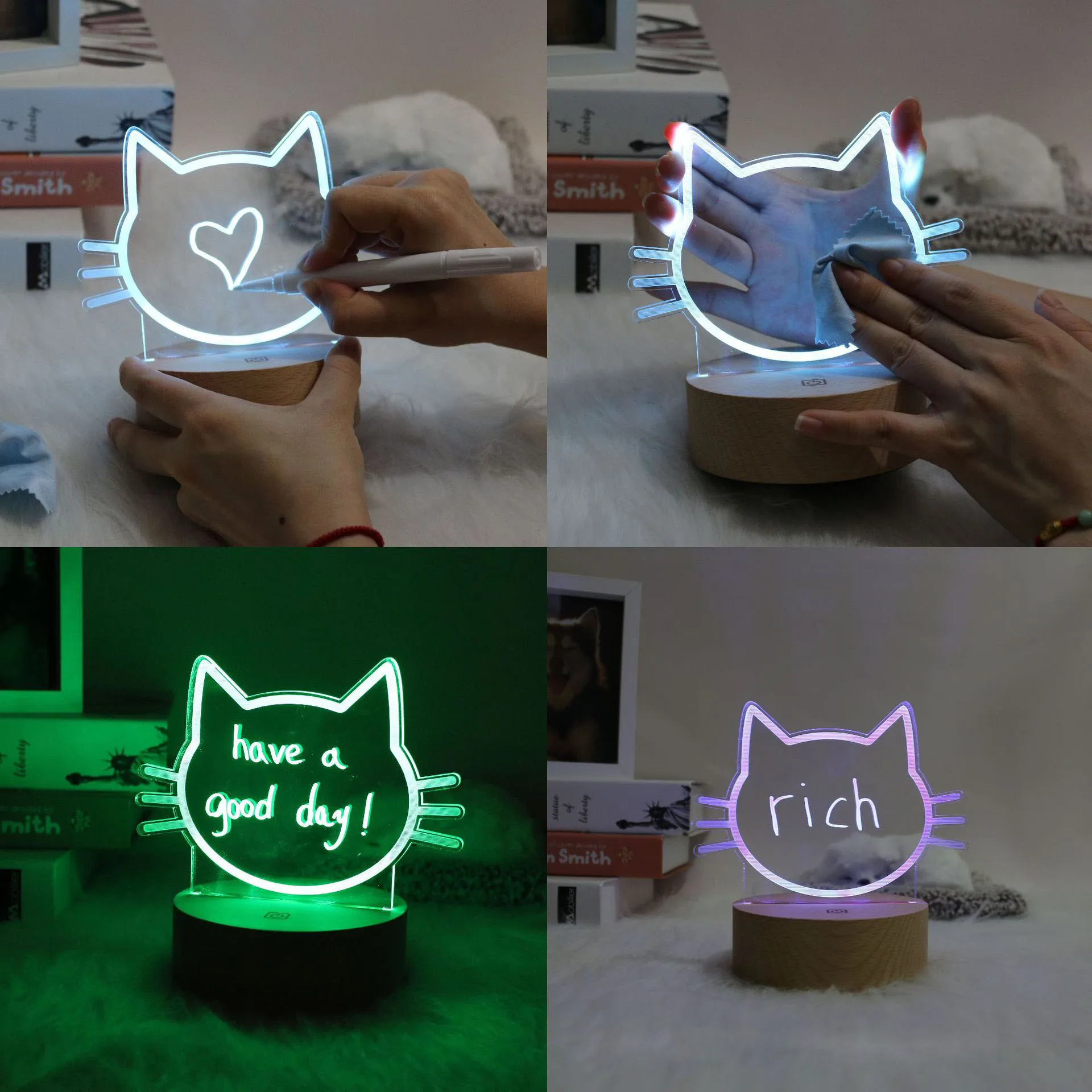 

Note Board Creative Led Night Light USB Message Board Holiday Light With Pen Gift For Children Girlfriend Decoration Night Lamp