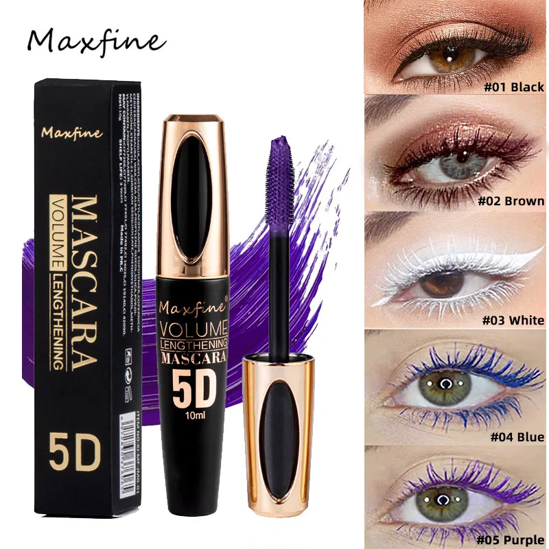 

Maxfine 5 Color Mascara Lasting Lengthening Thick Curly Eyelash Dyeing Cream New Product 5D High-capacity Waterproof Mascara