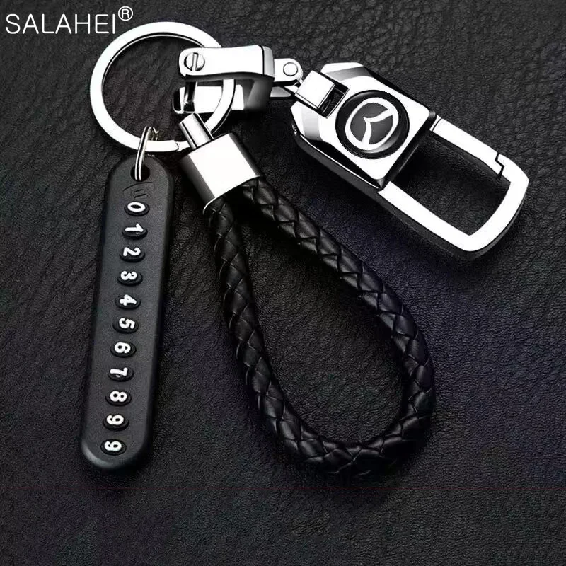 

Anti-Lost Car Keychain Keyring Phone Number Plate Braided Rope For Mazda CX5 CX3 CX9 CX7 CX6 6 Protege Axela RX7 MX5 CX9 Atenza