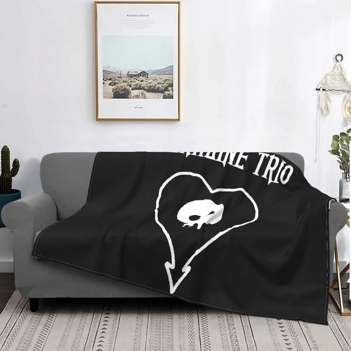 Мягкое Фланелевое удобное одеяло для кемпинга с принтом в виде сердца и черепа |