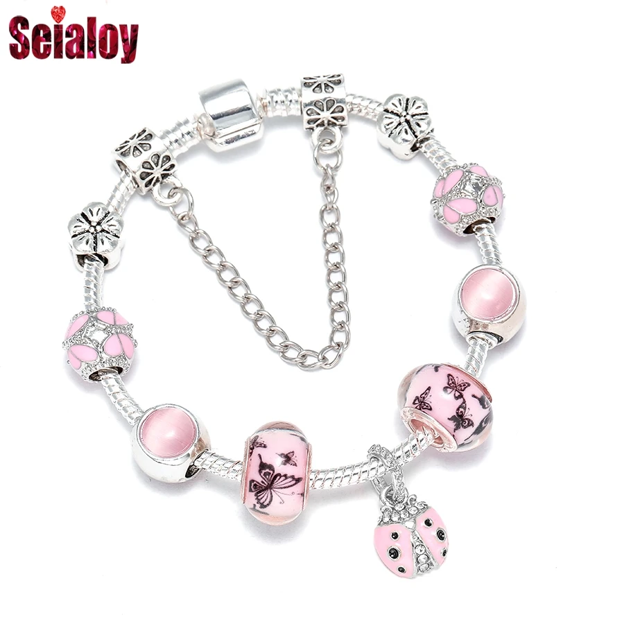 Seialoy популярные в Европе розовые бабочки из бисера Блестящий счастливый Божья