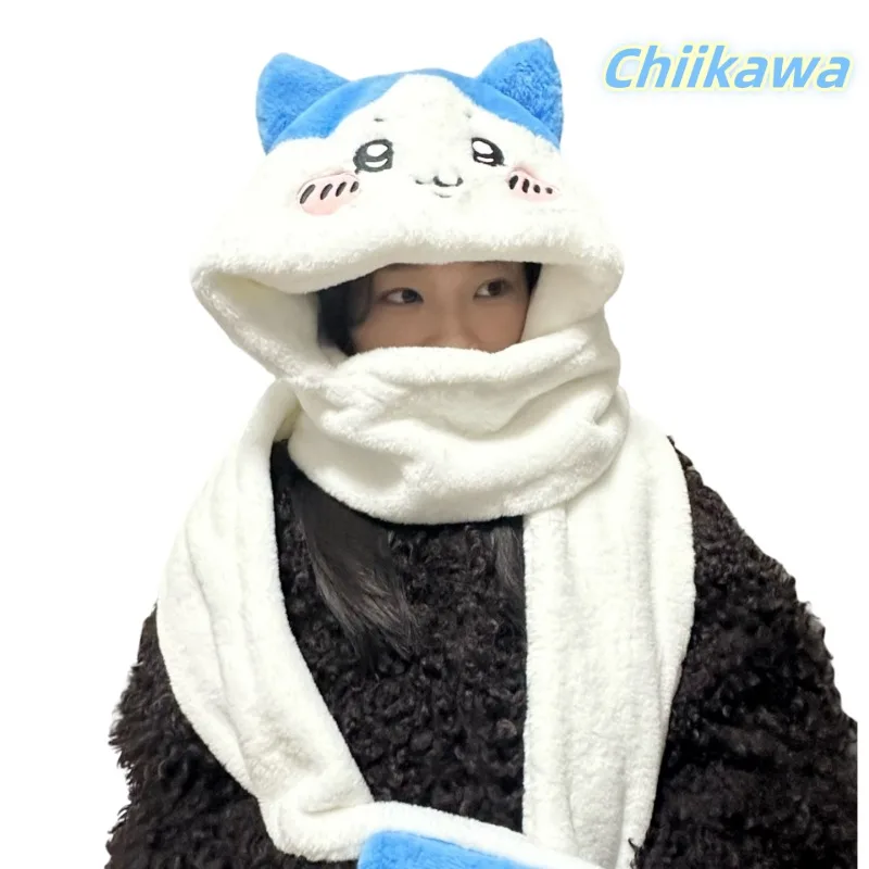 Chiikawa Hachiware плюшевая шапка шарф перчатки цельная USAGI теплая толстая мультяшная