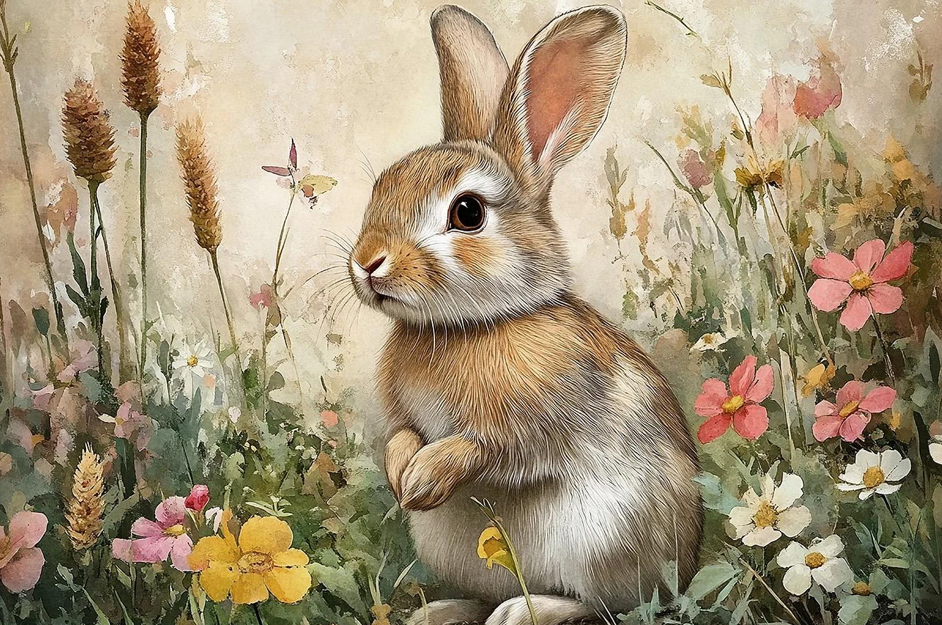 

Ретро-постер с кроликом на холсте