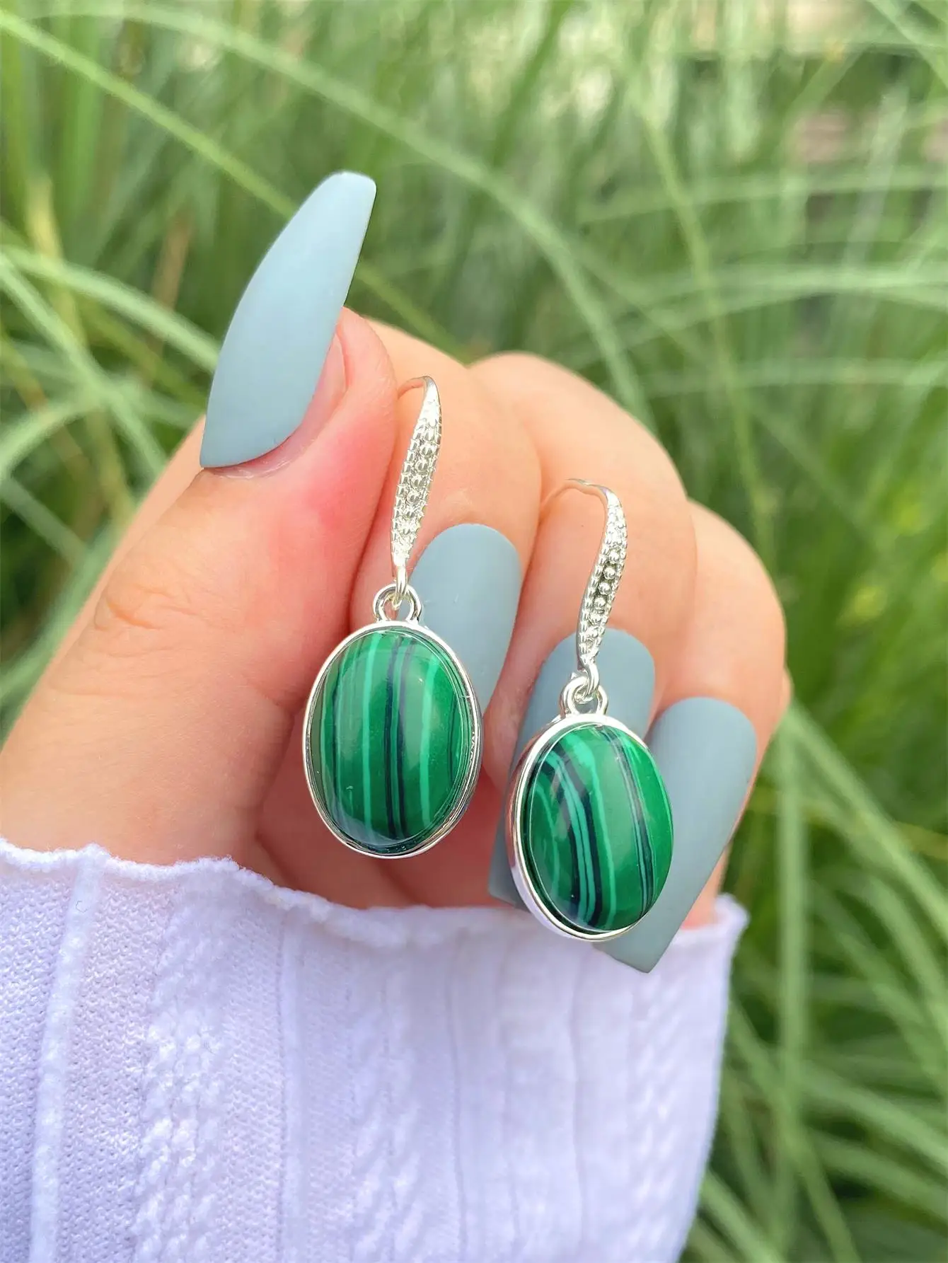 

ANGLANG Ethnic Style Women Drop Earring Charm Green Acrylic Stone Personality Daily Wearable Female Earring Jewelry
