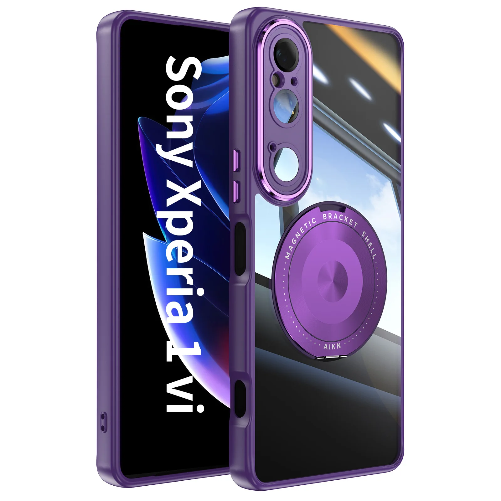 Фото Магнитный металлический чехол из ТПУ для Sony Xperia 1 VI 10, чехол-держатель для беспроводного зарядного устройства, противоударные чехлы на 360 ° для Xperia1 VI Xperia10 VI №1
