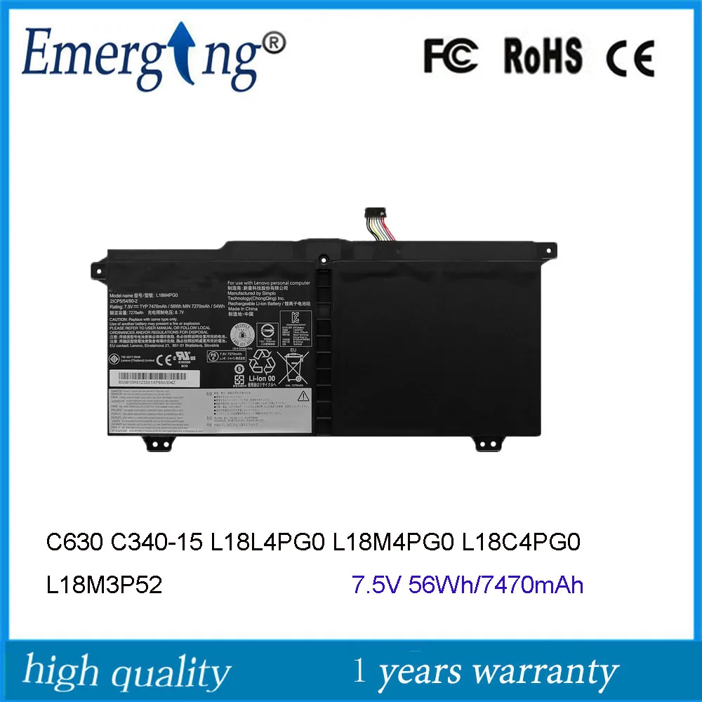 Аккумулятор 7,5 в 56Wh L18M4PG0 для Lenovo Yoga Chromebook C630 C340-15 L18L4PG0 L18C4PG0 L18D4PG0 5B10R51232