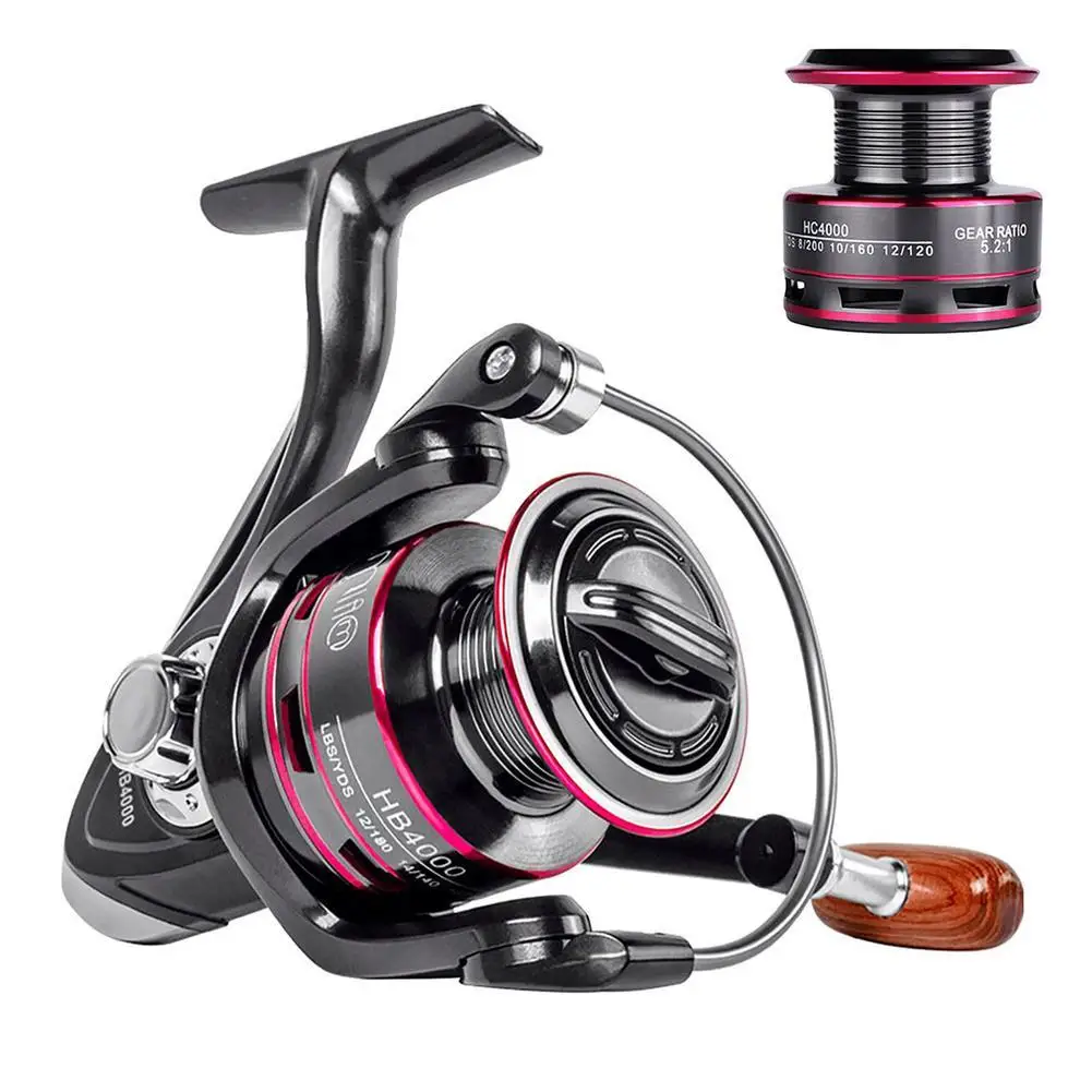 

[ READY STOCK ] Fishing Spinning Reel Gear Ratio 5.2:1/4.7:1 Max Drag 8kg Fishing Reel With Wood Handle For Seawater Freshwater