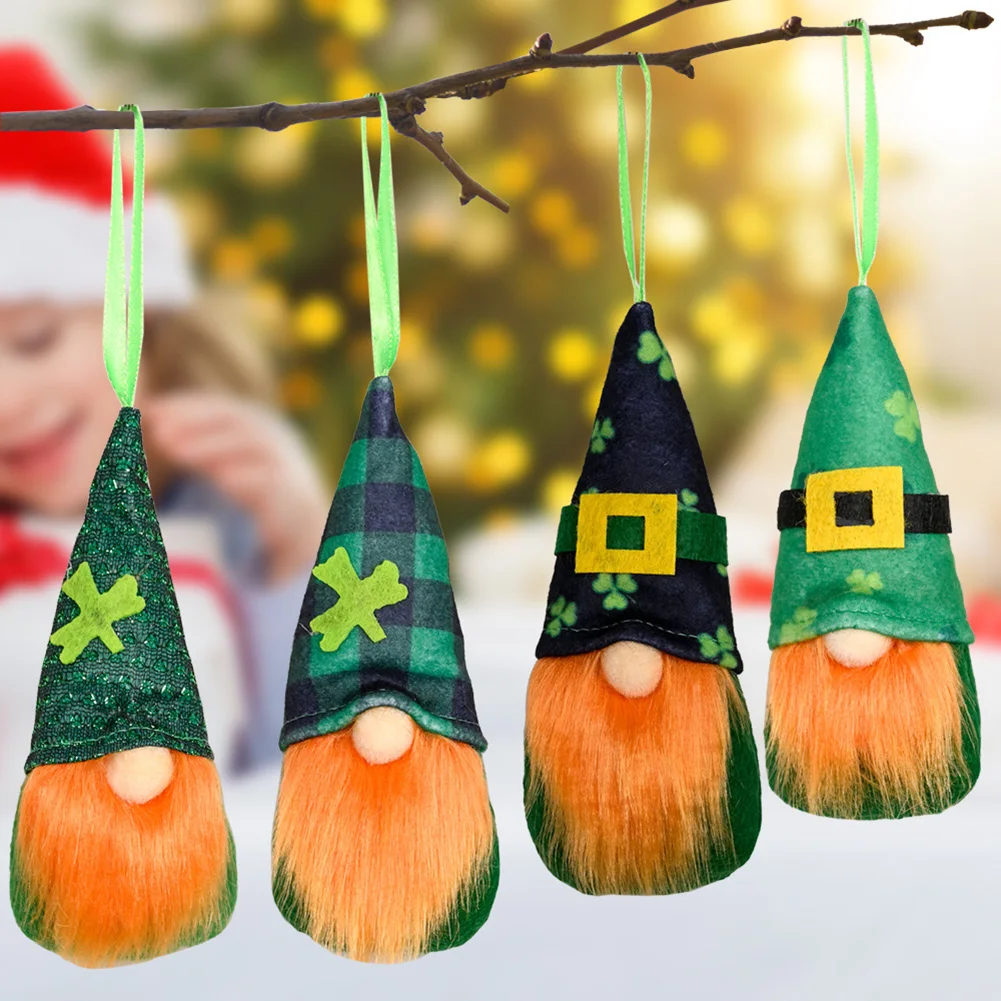 

St. Patrick's Day Doll Faceless Green Elf Plush Dwarf Doll Irish Gnomes Plush Toy Irish Day Party Home Decor Ornament Kids Gift