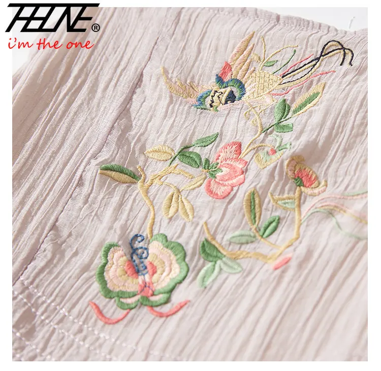 Женское платье с вышивкой свободный плиссированный пуловер без рукавов длинное