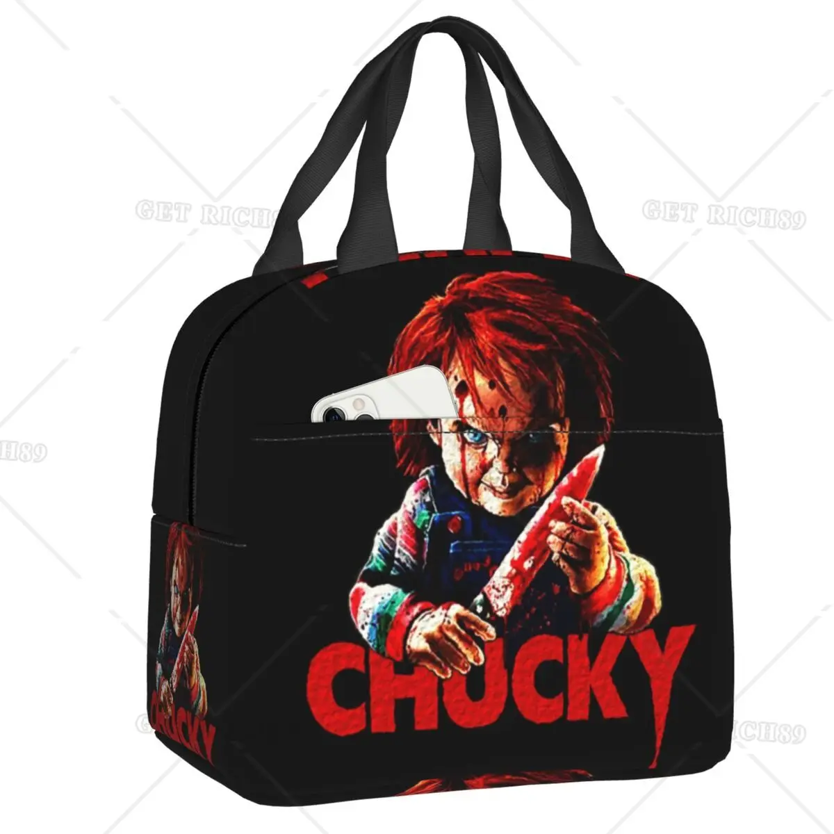 

Chucky Killer Horror Halloween Insulated Lunch Bag for Women Waterproof Cooler Thermal Bento Box Kids School Children Food Tote