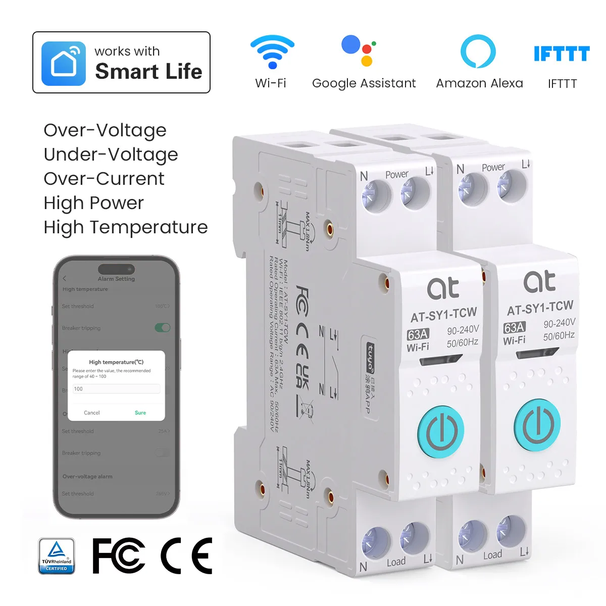 

Умный выключатель Tuya WiFi 1P 63A