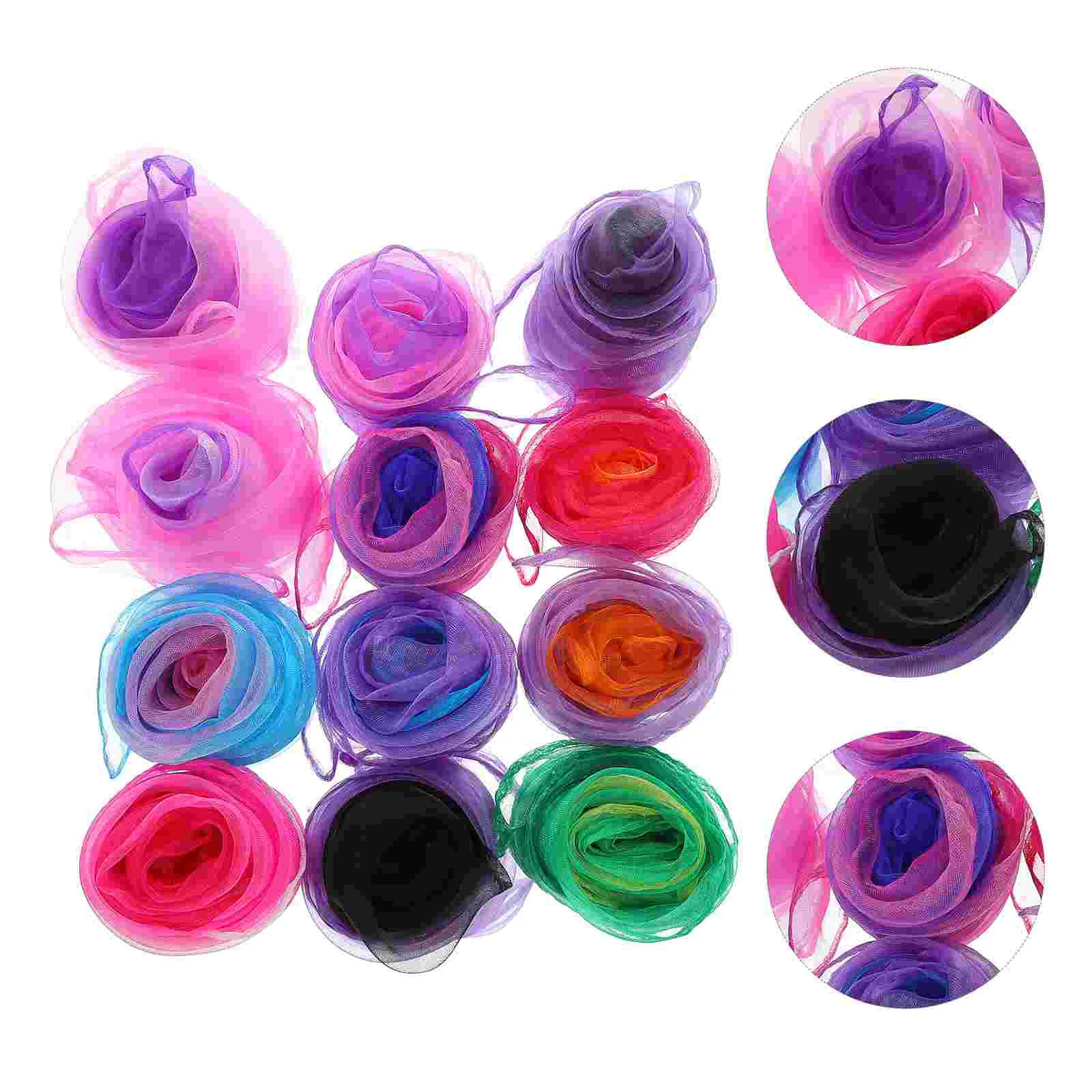 

12PCS Gradient Color Dance Scarves Juggling Scarves Scarves Rhythm Band Scarves for Decoration Kids Performance (Random Color)