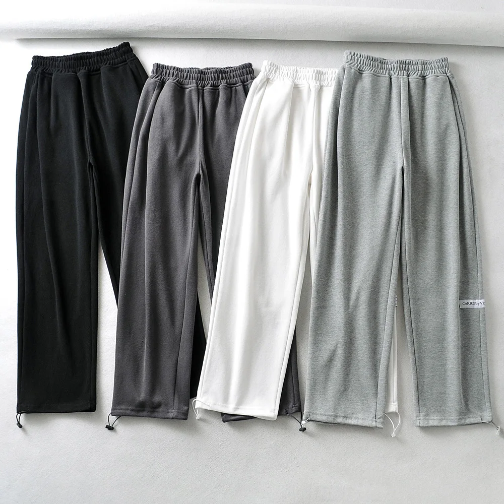 

ins Style Loose Sports Pants Women's Spring High Waist Drawstring Pants Casual Straight Sweatpants