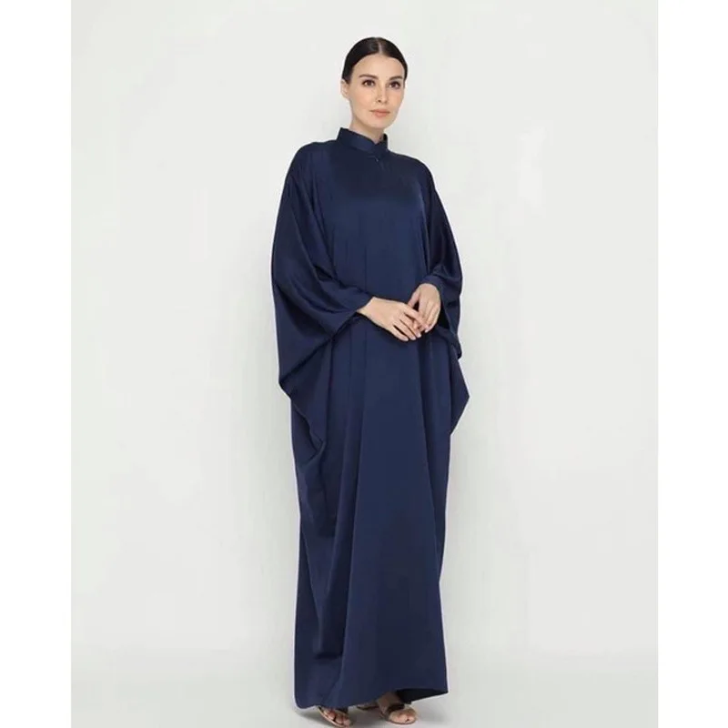 

Ramadan Batwing One Piece Prayer Abaya Dubai Stand Collar Muslim Hijab Dress Abayas for Women Jilbab Kaftan Robe Islamic Clothes