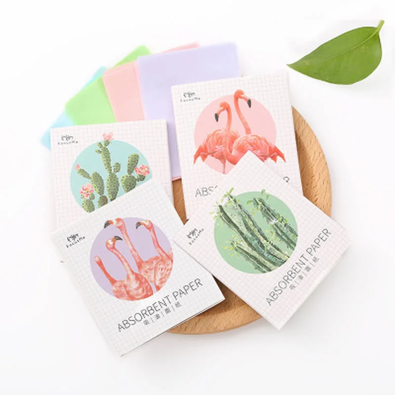 

50Pcs Sheets/Pack Flamingo Makeup Facial Face Clean Oil Absorbing Blotting Papers Beauty Tools Pattern Random Facial Tissue