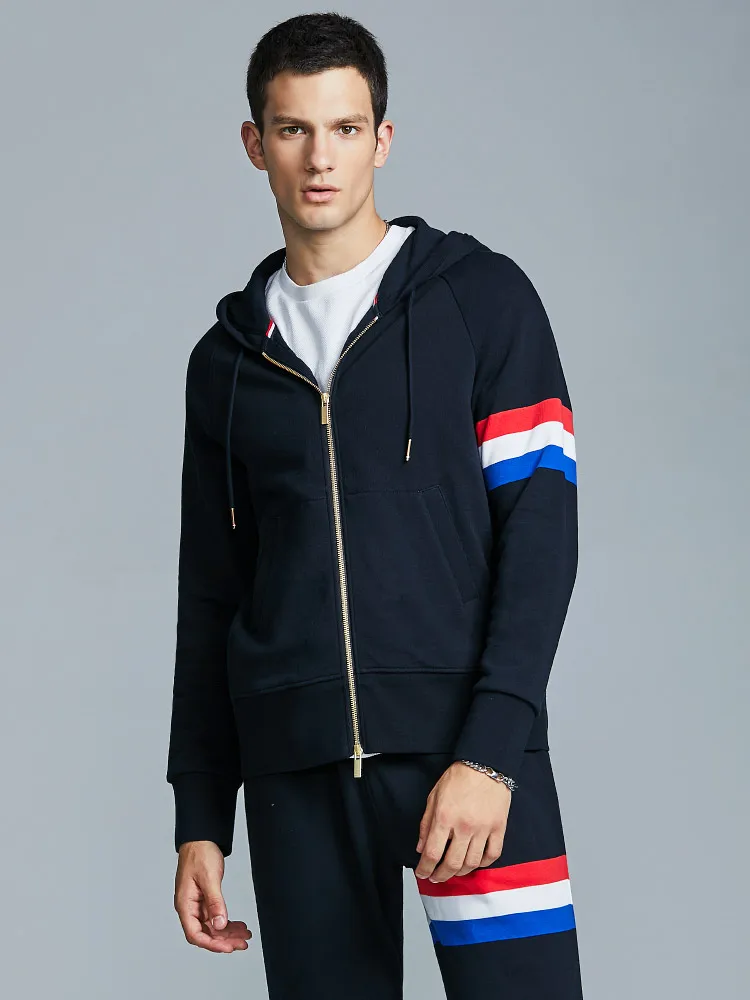 

Новинка, трендовый бренд TB THOM, свитшот с капюшоном, модный красивый мужской кардиган на молнии, Повседневная Толстовка, куртка