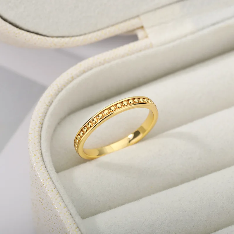 

Korean version simple new stainless steel polka dot ring women's ring concave and convex texture ring couple gift ornament