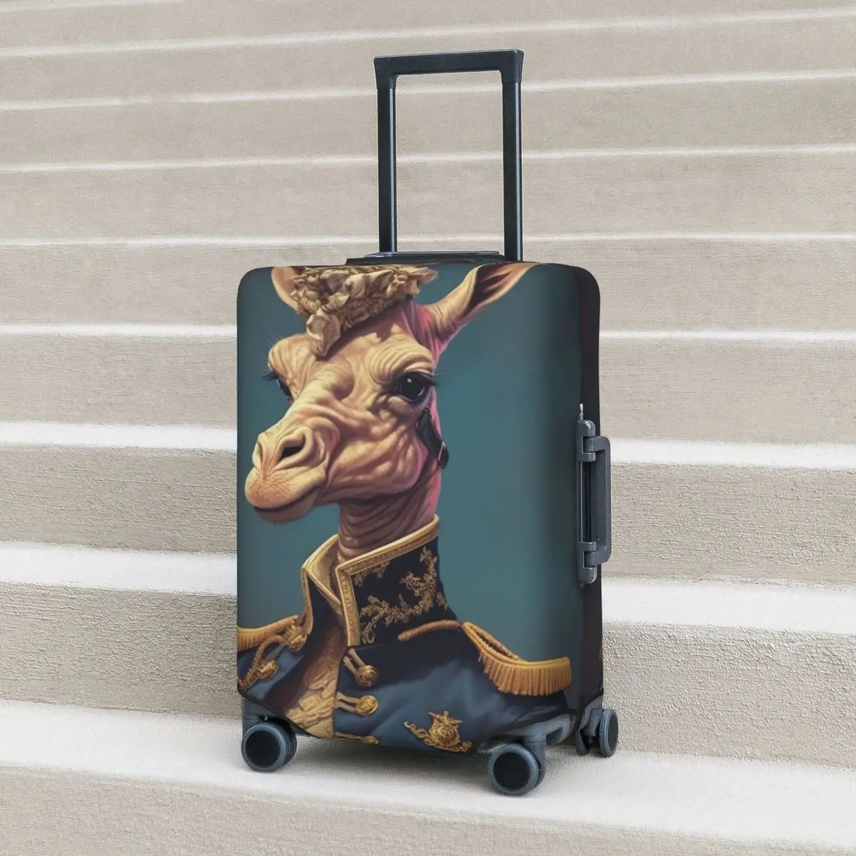 

Giraffe Suitcase Cover Amazing Portraits Dapper Clothing Cruise Trip Holiday Elastic Luggage Accesories Protection