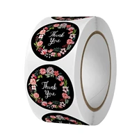 500pcs 1inch roll round thank you sticker floral decoration seal sticker envelope thank you self adhesive label korean stickers