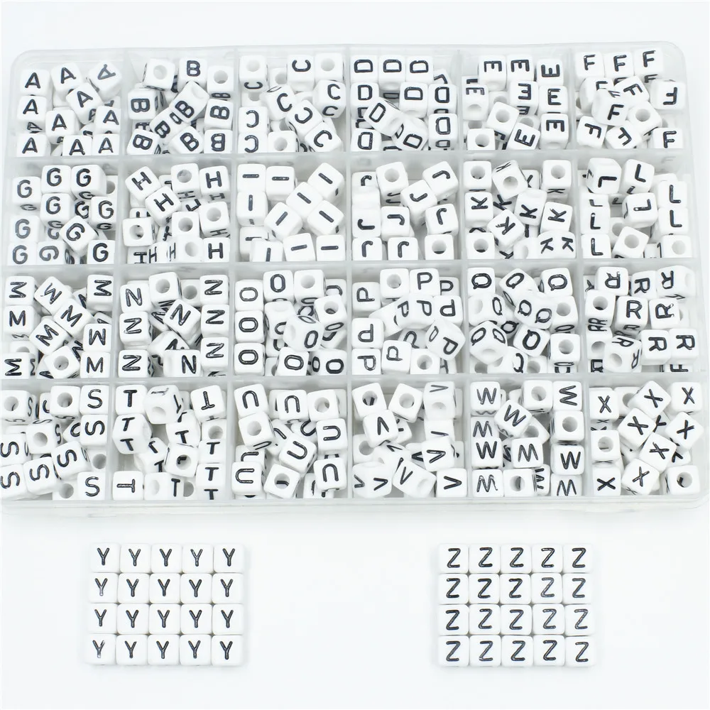 

26 Letters 8mm Acrylic Square Plastic Letter Beads for Bracelets Necklace Diy Jewelry Accessories Loose Alphabet Beads Wholesale